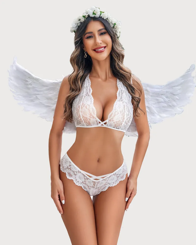 Lace Bra and Panty Set Strappy Lingerie sold by Avid Love product image thumbnail 2