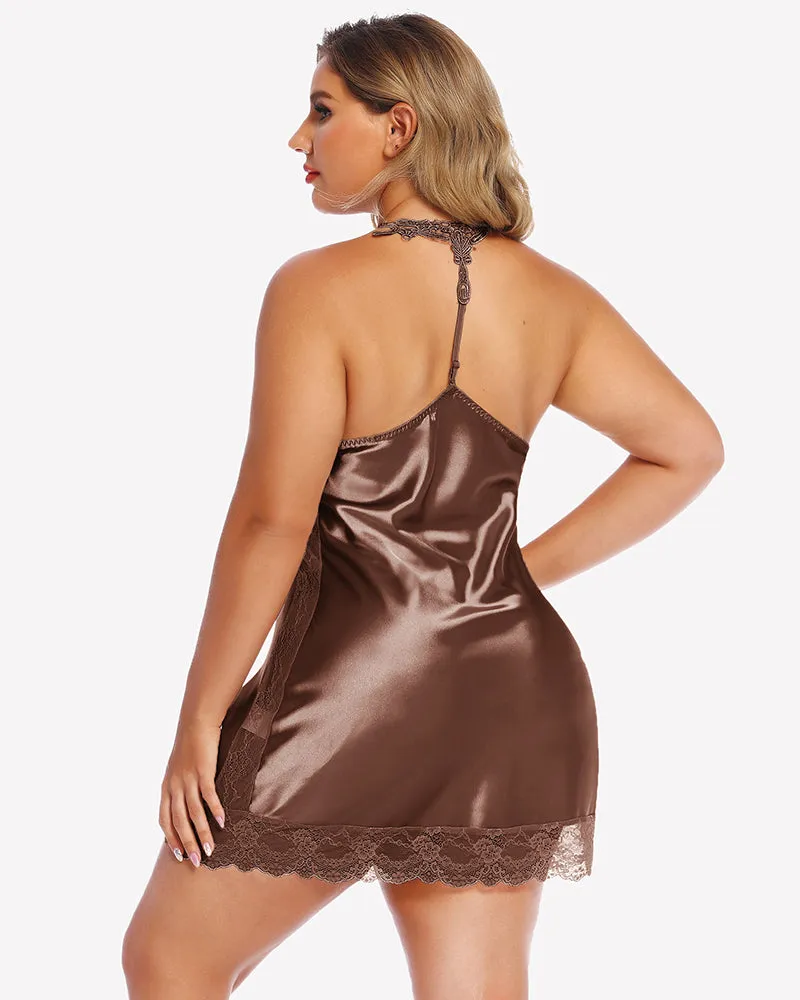 Plus Size Satin Lace Nightgown sold by Avid Love product image thumbnail 5