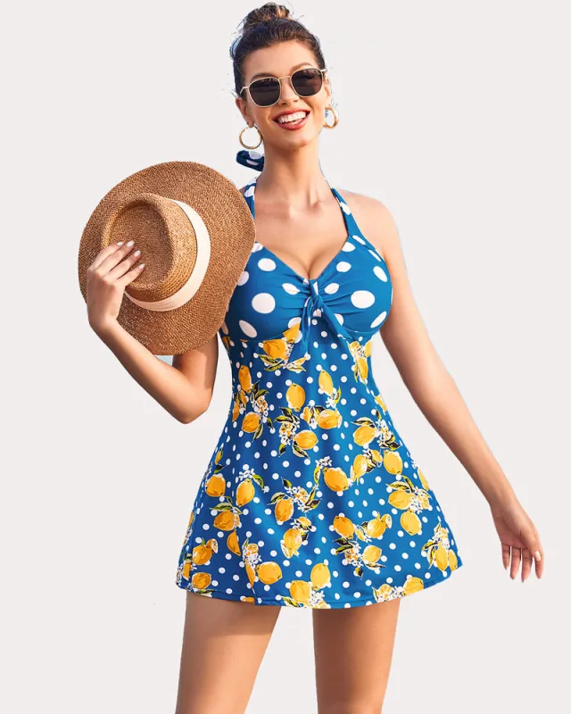 Print Halter Tankini Suits with Boyshorts made by Avid Love