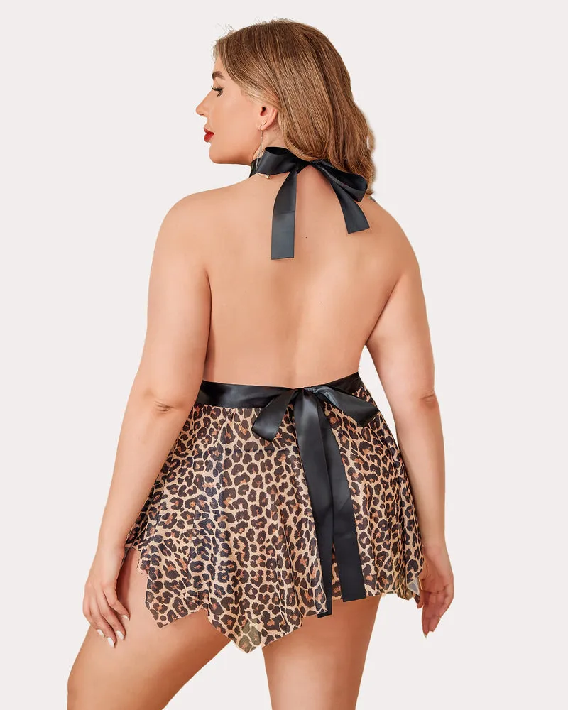 Plus Size Leopard Print Lace Lingerie sold by Avid Love product image thumbnail 2