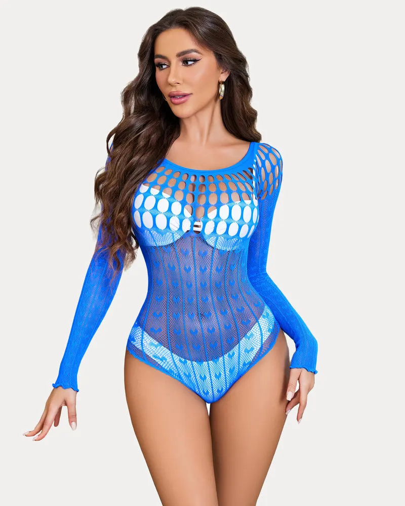 Fishnet Bodysuit Hollow Out Long Sleeve One Size sold by Avid Love product image thumbnail 5