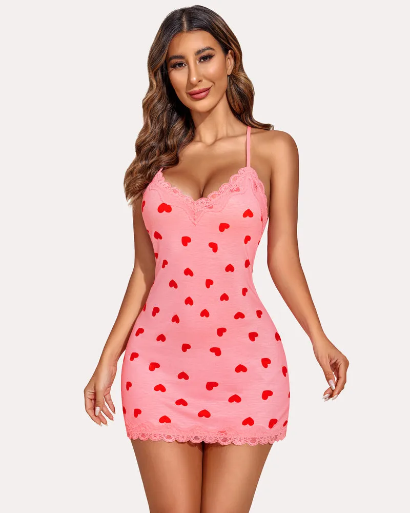 Heart Print Cotton Nightgown sold by Avid Love