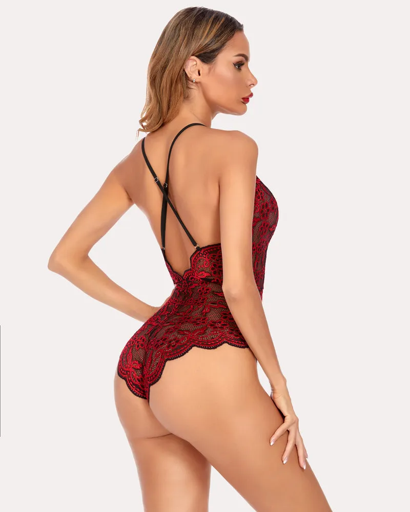 Double Color Lace Teddy with Snap Crotch sold by Avid Love product image thumbnail 4