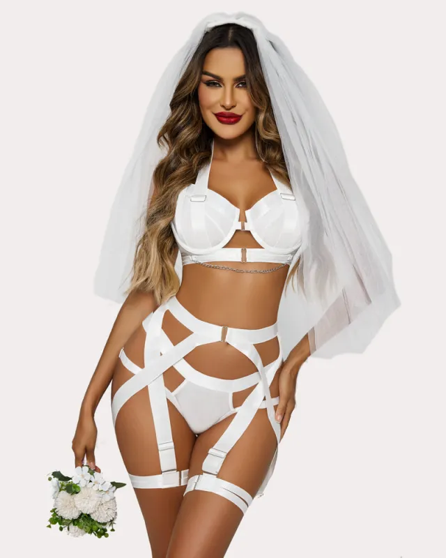 Lingerie Garter Set with Chain sold by Avid Love