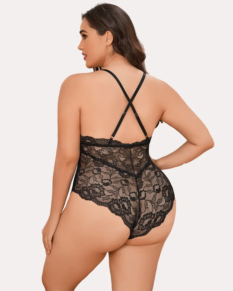 Pius Size Snap Crotch Lace Bodysuit sold by Avid Love product image thumbnail 5