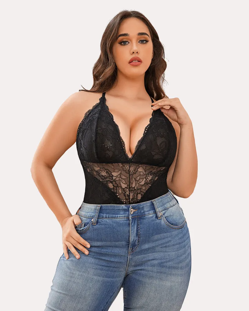 Pius Size Snap Crotch Lace Bodysuit sold by Avid Love product image thumbnail 2