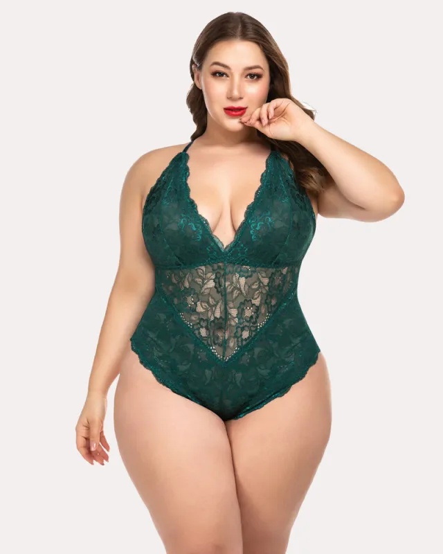 Pius Size Snap Crotch Lace Bodysuit sold by Avid Love