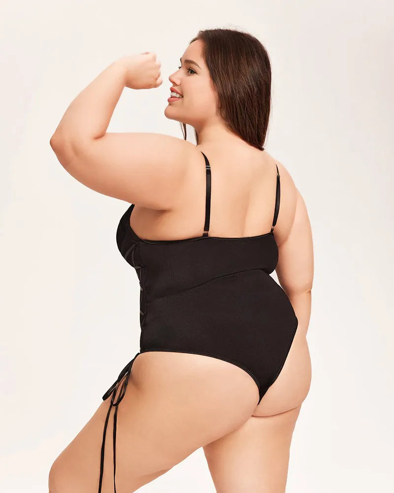 Tummy Control Bodysuit With Garter Belt-Black sold by Avid Love product image thumbnail 3