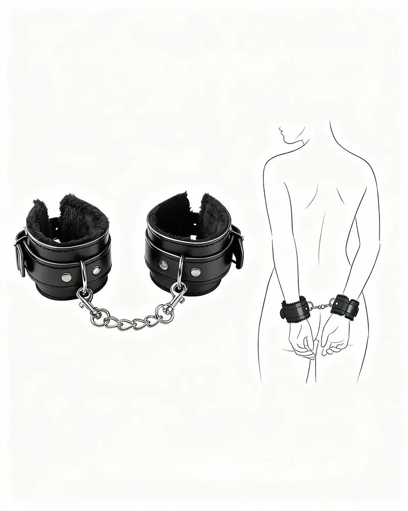 Plush Wrist Brace Leather Handcuffs sold by Avid Love product image thumbnail 2