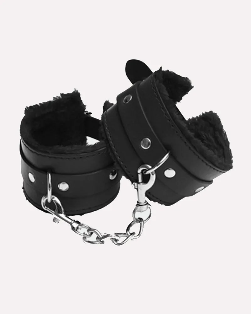 Plush Wrist Brace Leather Handcuffs sold by Avid Love