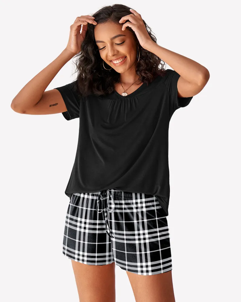 Plaid Shorts Pajama Set Nightwear Pjs sold by Avid Love product image thumbnail 2