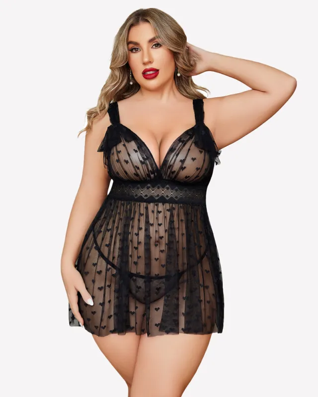 Plus Size Lace Sheer Nightie sold by Avid Love