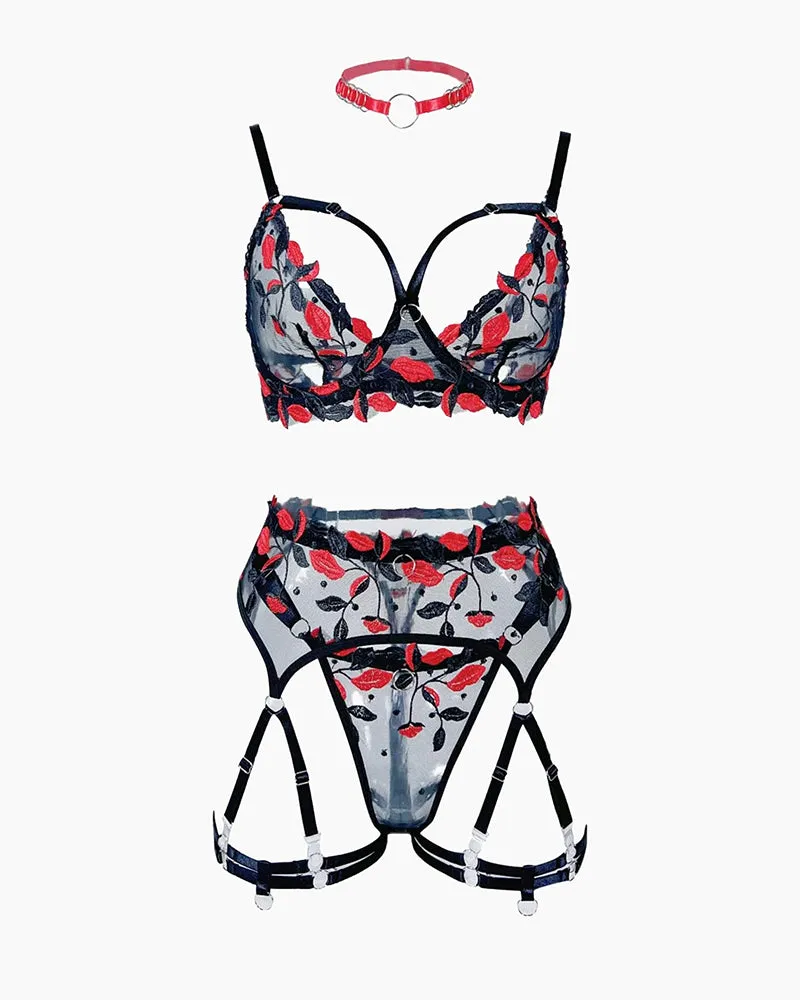 Lace Embroidered Floral Sheer Lingerie Set sold by Avid Love product image thumbnail 4