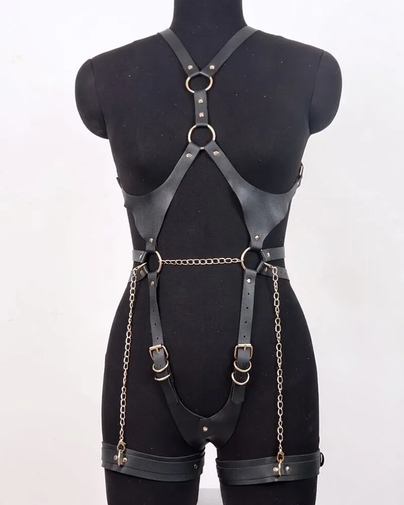 PU Leather Chain Belts Full Body Bondage sold by Avid Love product image thumbnail 3