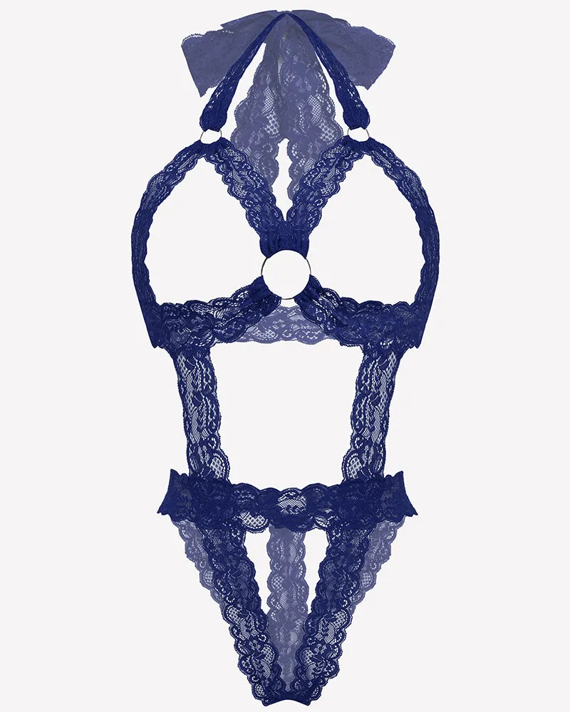 Lace Cupless Bodysuit Deep V Neck Teddy sold by Avid Love product image thumbnail 4