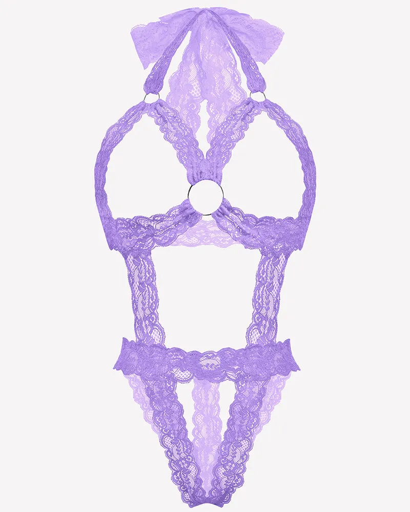 Lace Cupless Bodysuit Deep V Neck Teddy sold by Avid Love product image thumbnail 3