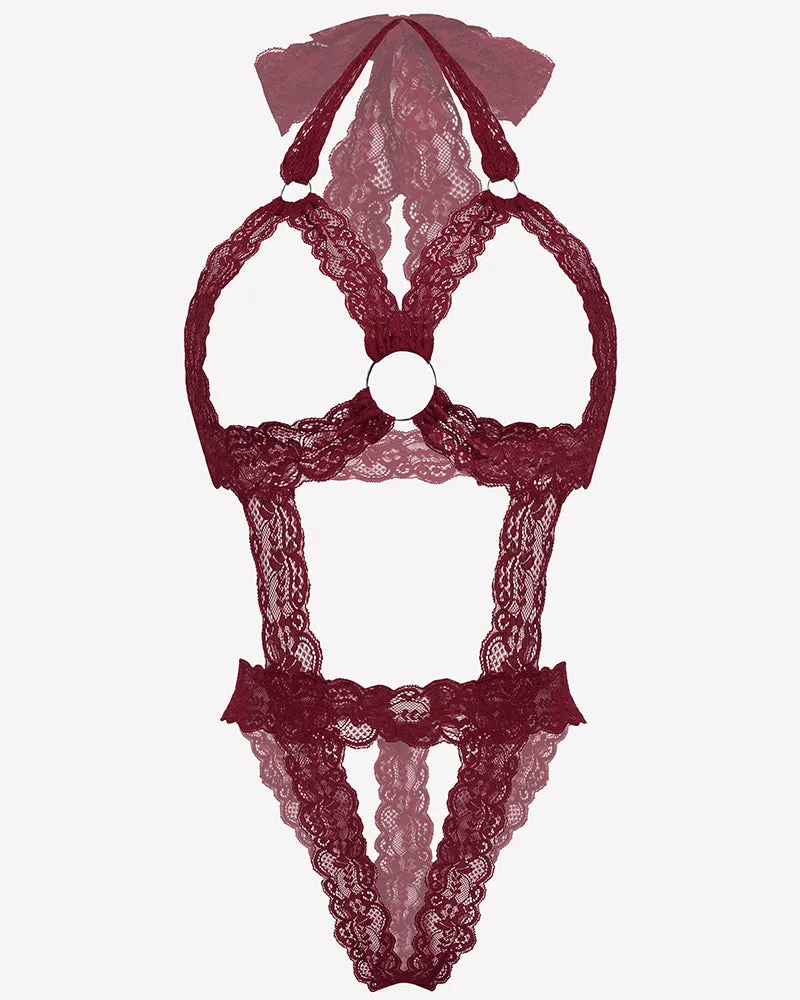 Lace Cupless Bodysuit Deep V Neck Teddy sold by Avid Love product image thumbnail 5