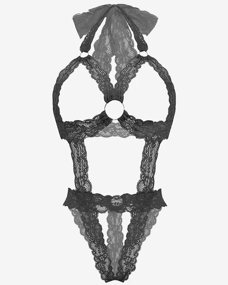 Lace Cupless Bodysuit Deep V Neck Teddy sold by Avid Love