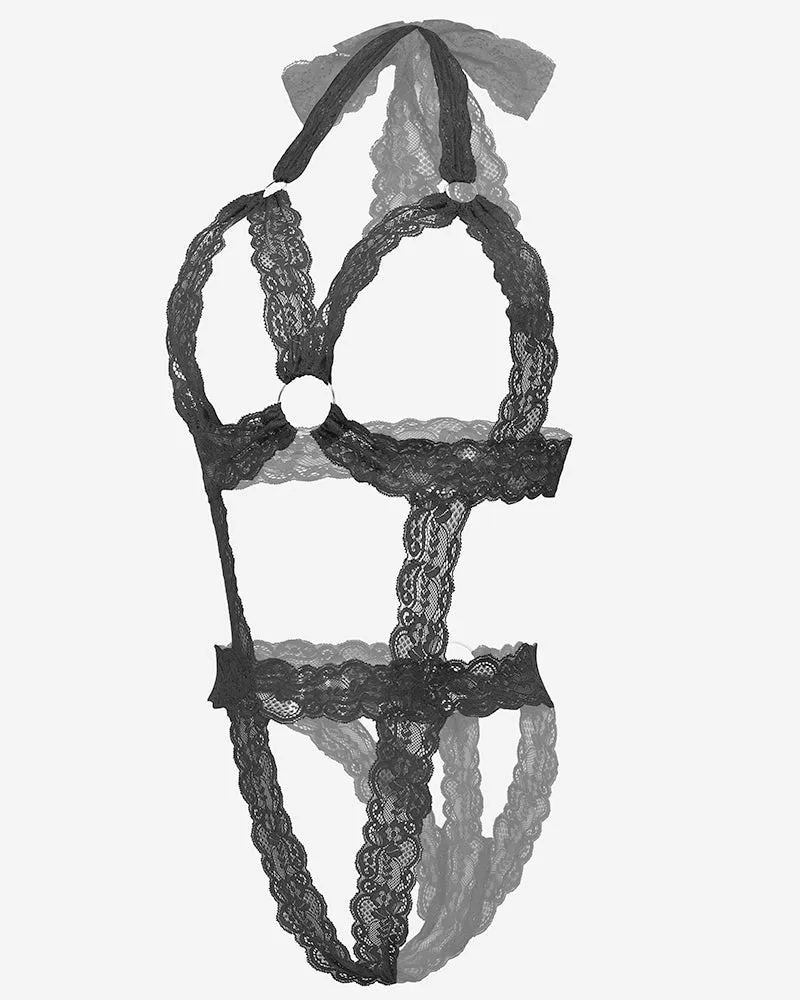 Lace Cupless Bodysuit Deep V Neck Teddy sold by Avid Love product image thumbnail 2