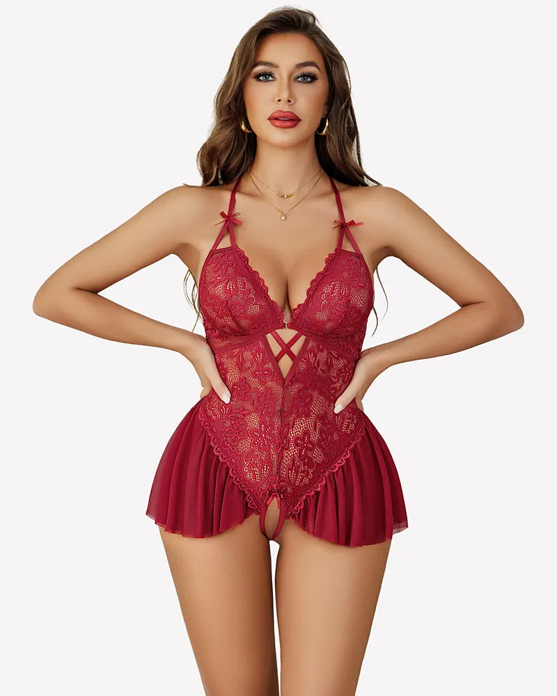 Lace Bodysuit V Neck Sleepwear One Piece sold by Avid Love product image thumbnail 3