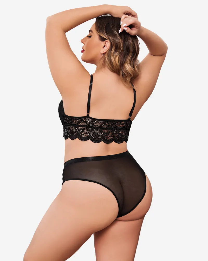 Plus Size Lace Trim Bra Panties Set sold by Avid Love product image thumbnail 5
