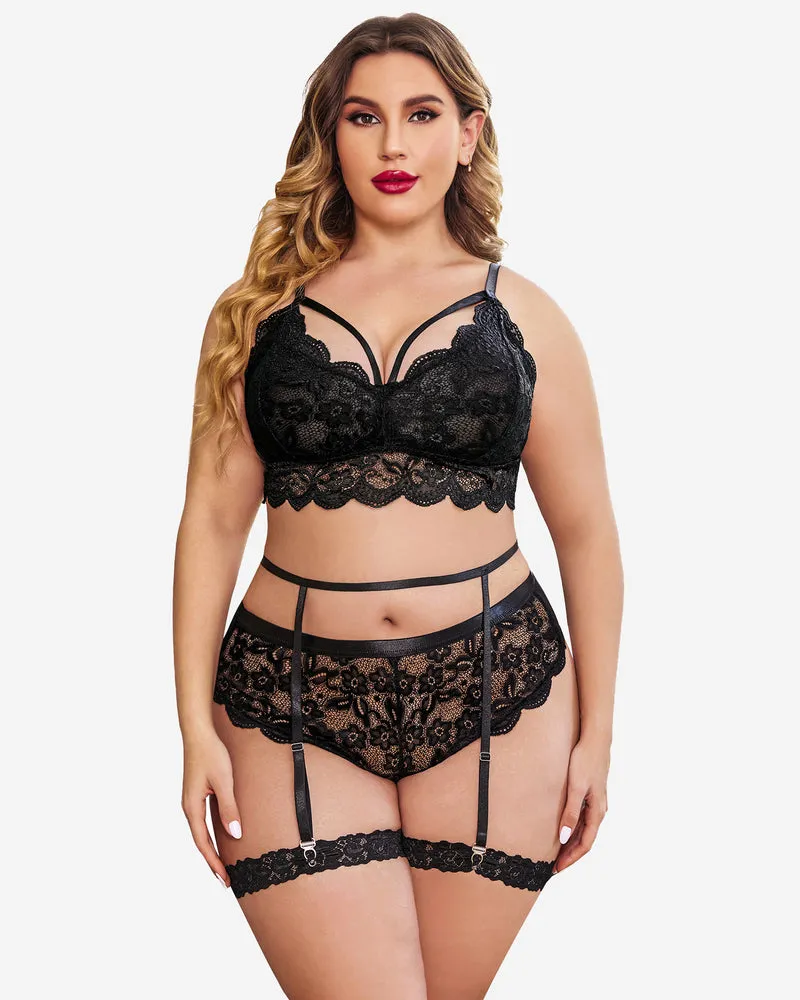 Plus Size Lace Trim Bra Panties Set sold by Avid Love product image thumbnail 4