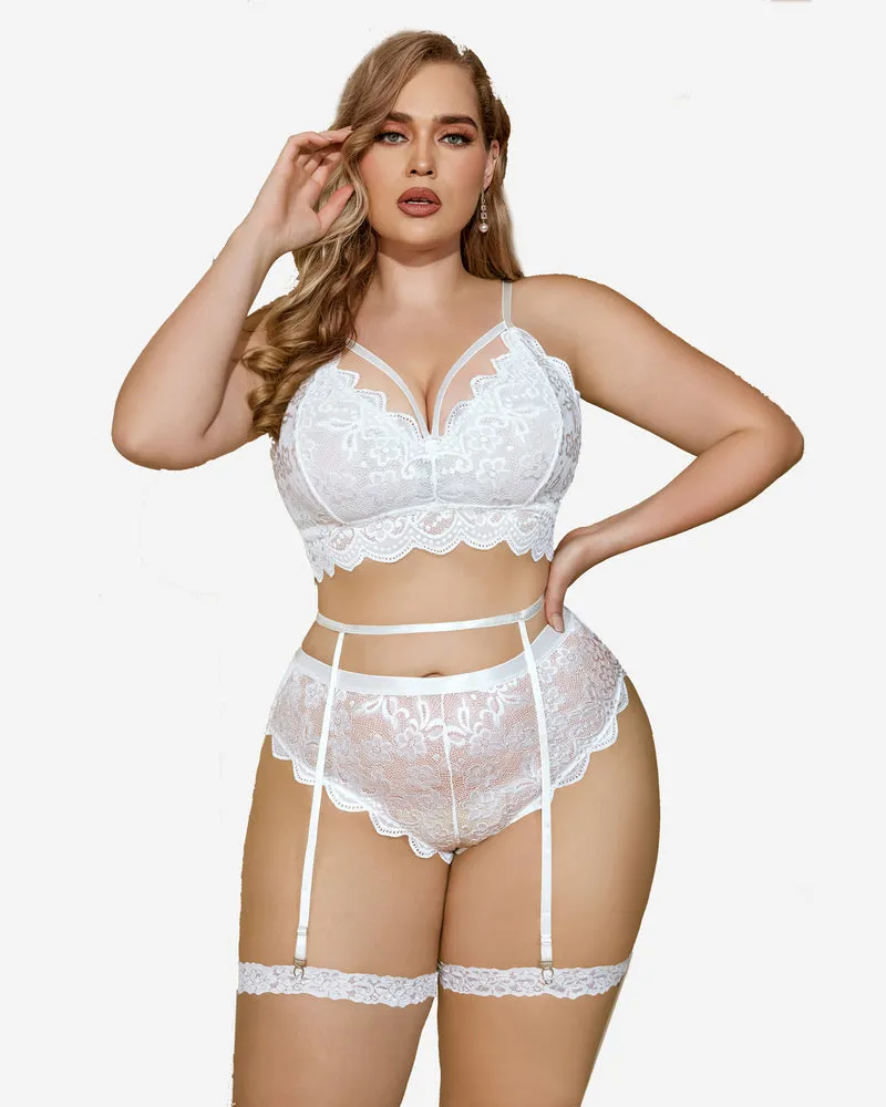 Plus Size Lace Trim Bra Panties Set sold by Avid Love product image thumbnail 2