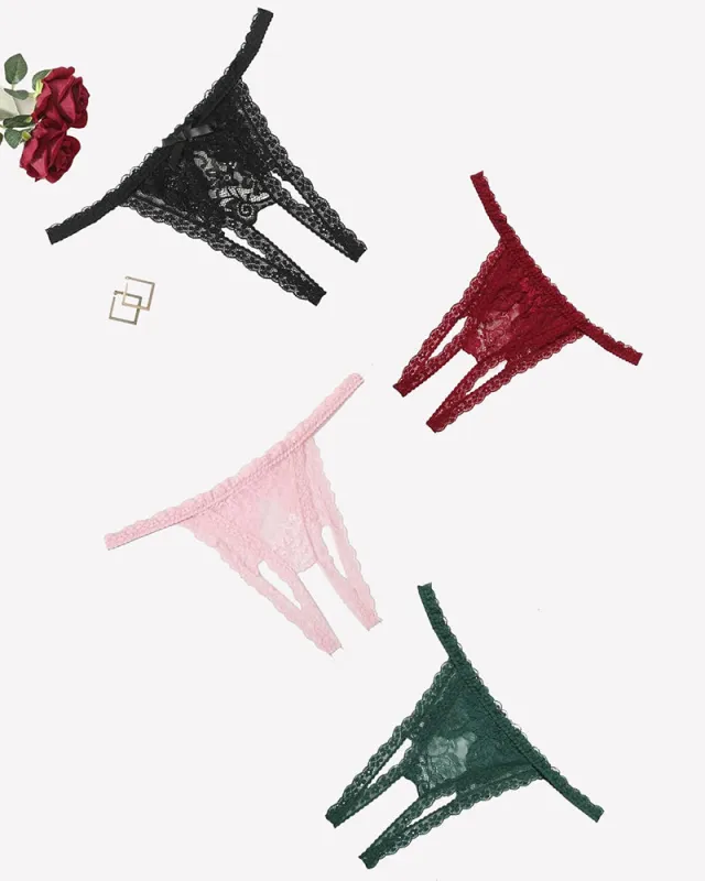 Low Rise Briefs Floral Lace Thong Panties sold by Avid Love