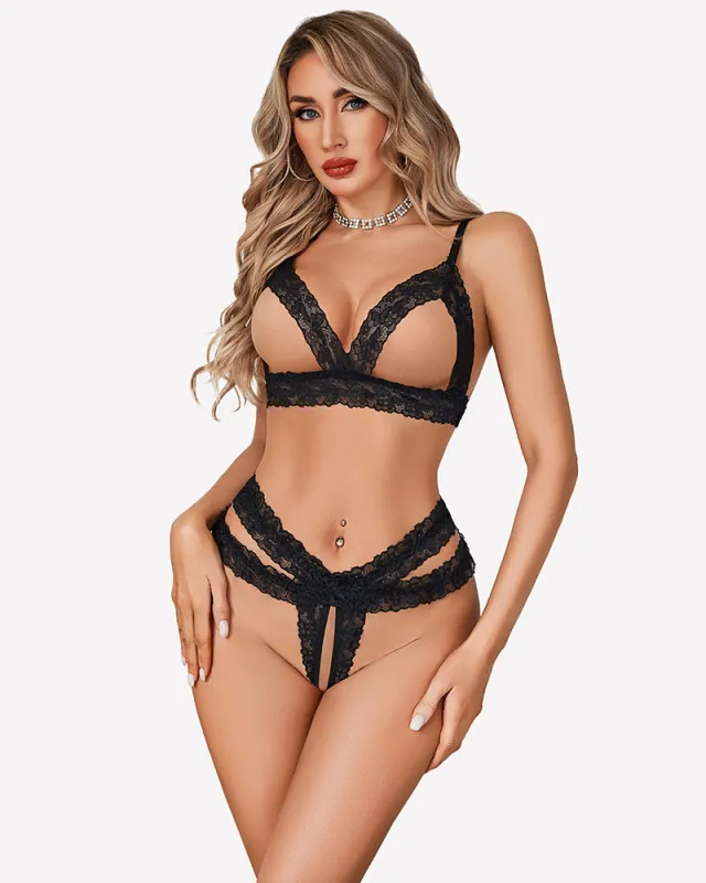 Cutout Matching Wireless Bra and Panty Sets made by Avid Love