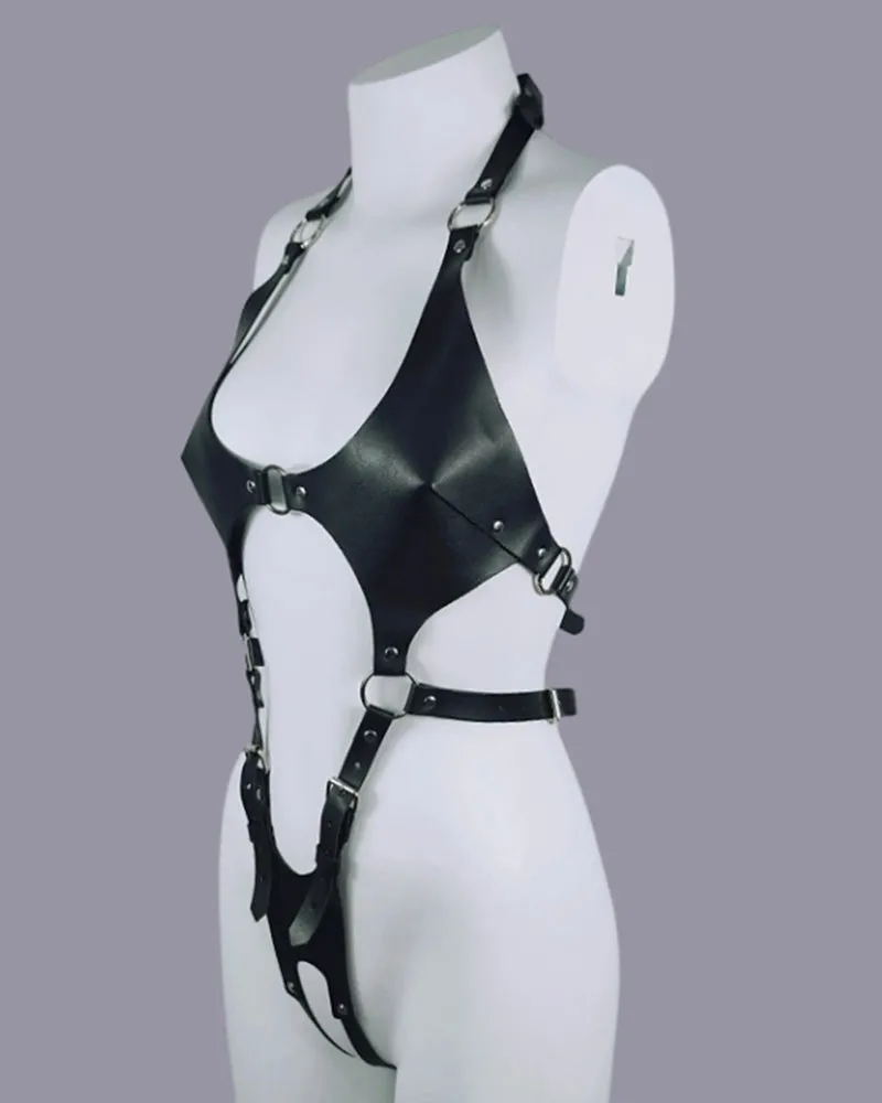 Leather Bondage Harness Bodysuit sold by Avid Love product image thumbnail 5