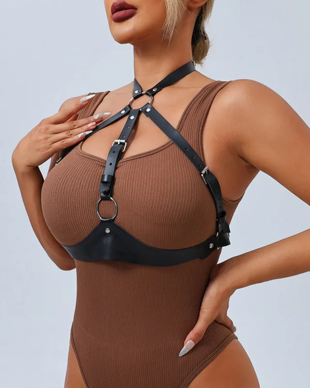 Leather Chest Waist Chain Adjustable Belt made by Avid Love