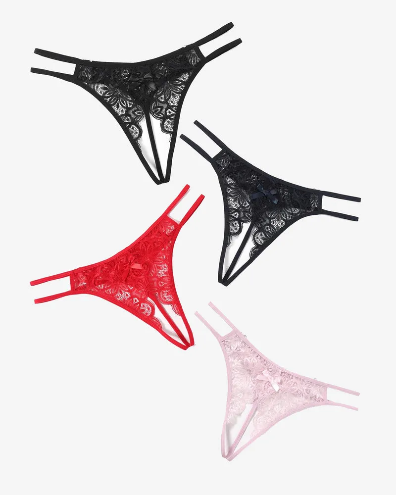 Floral Lace Briefs with Cute Bow sold by Avid Love