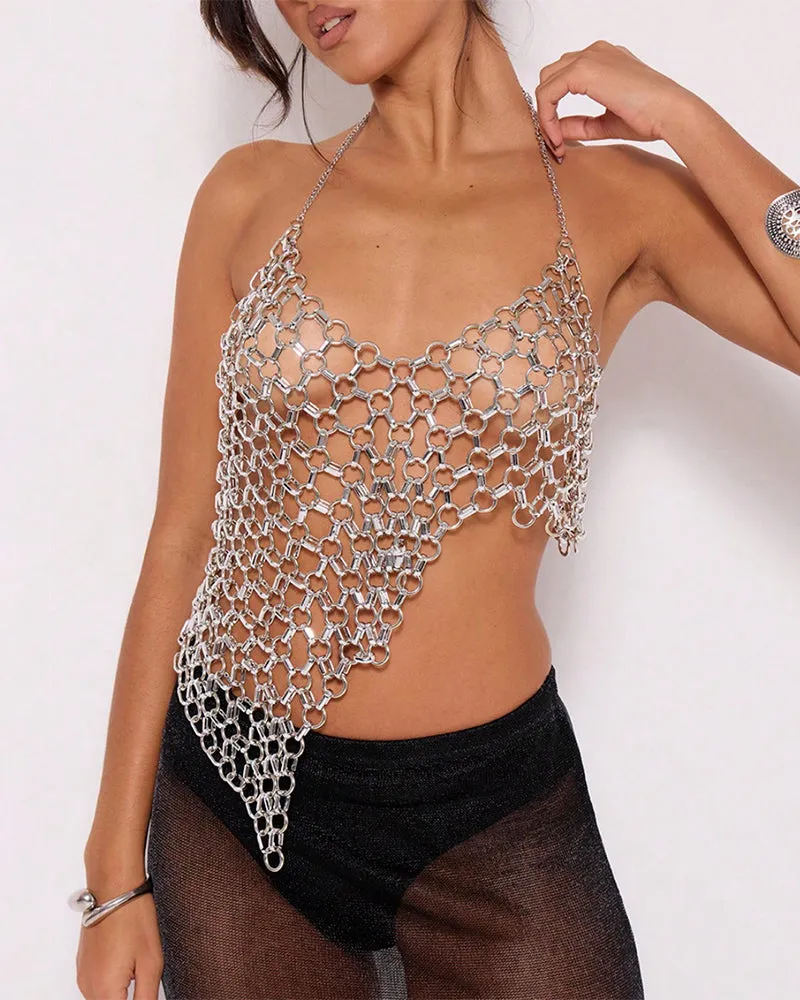 Silver Chain Backless Halter Body Chain sold by Avid Love product image thumbnail 2