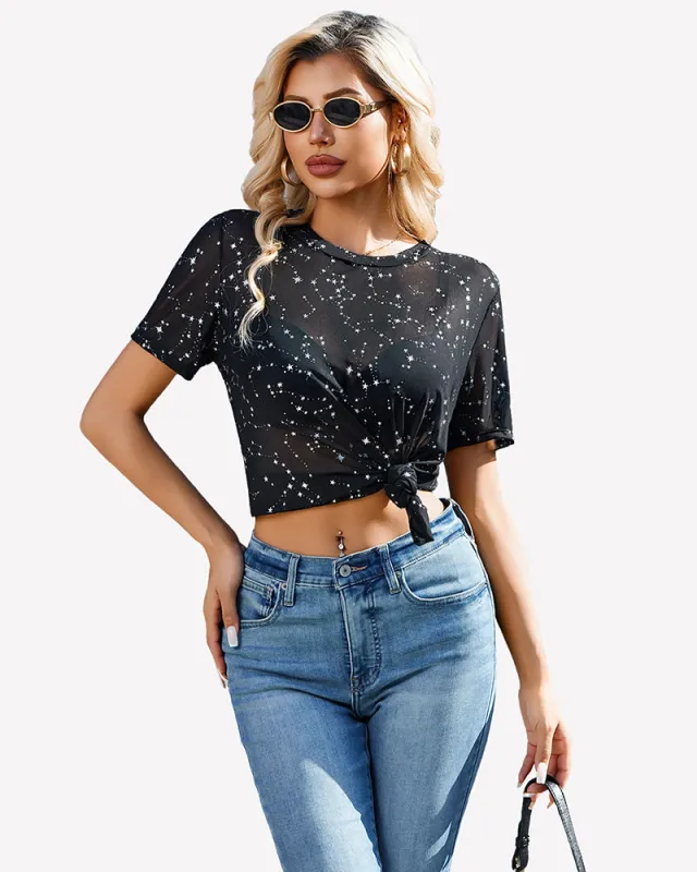 Mesh Sheer Tops Sexy Crew Neck Loose Fit Blouse made by Avid Love