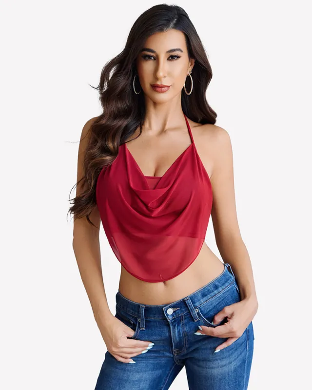 Flowy Cami Halter Tops Going Out Crop Top Mesh Tank Top made by Avid Love