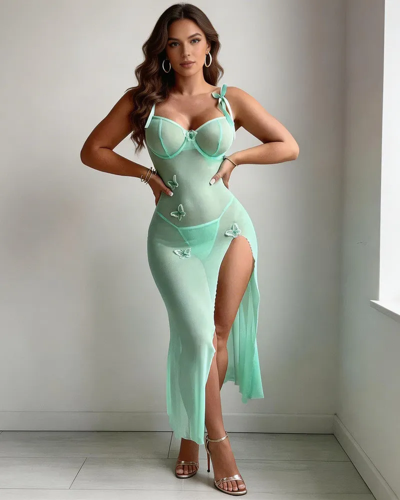 Butterfly Appliqué Sheer Mesh Maxi Dress sold by Avid Love product image thumbnail 5