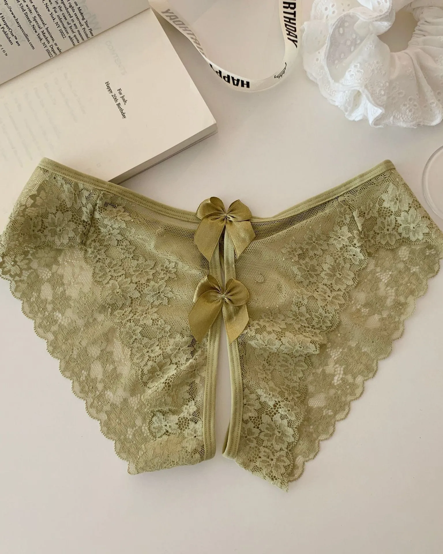 Scalloped Sheer Floral Lace Bow-Back Panties sold by Avid Love product image thumbnail 3