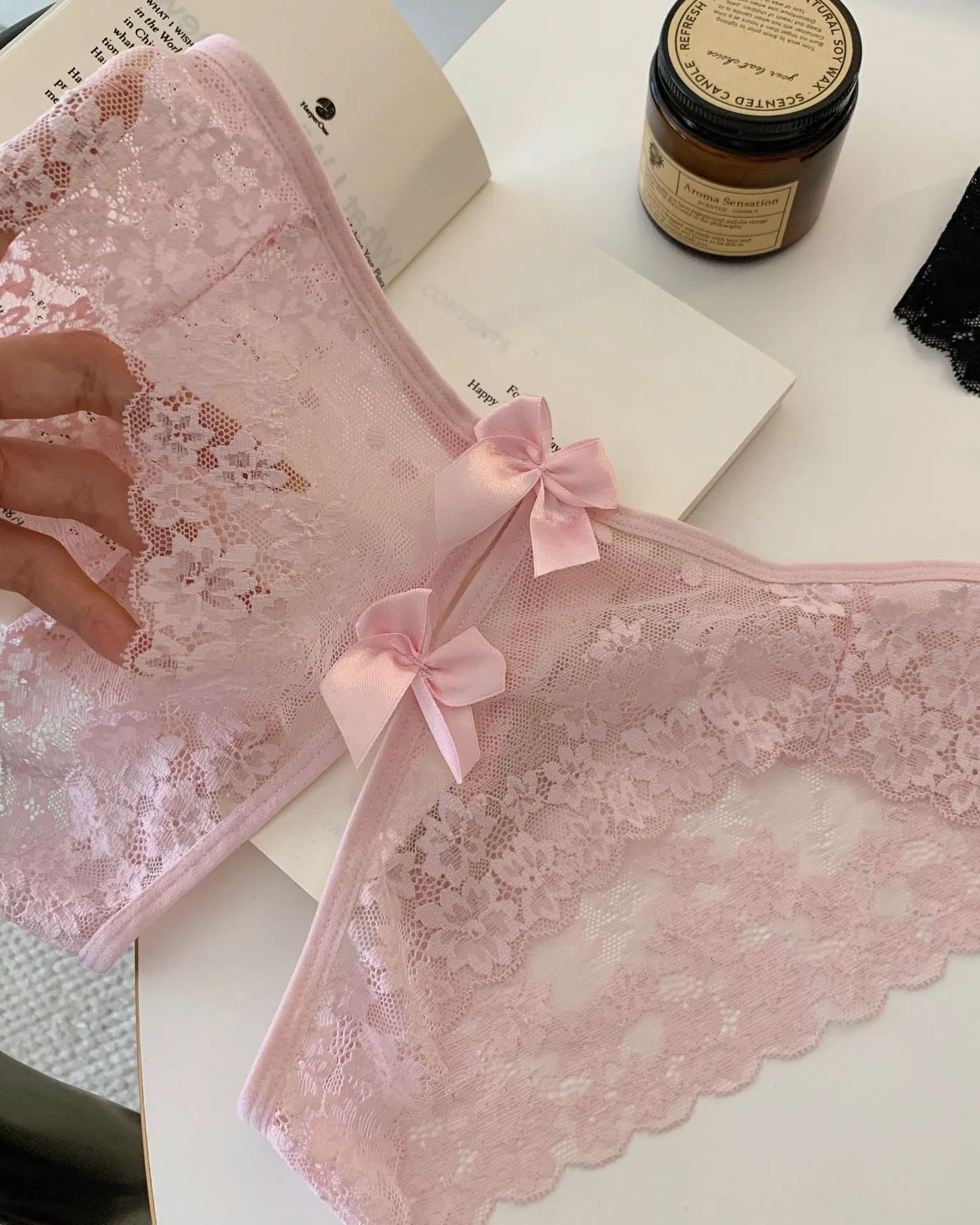 Scalloped Sheer Floral Lace Bow-Back Panties sold by Avid Love product image thumbnail 4
