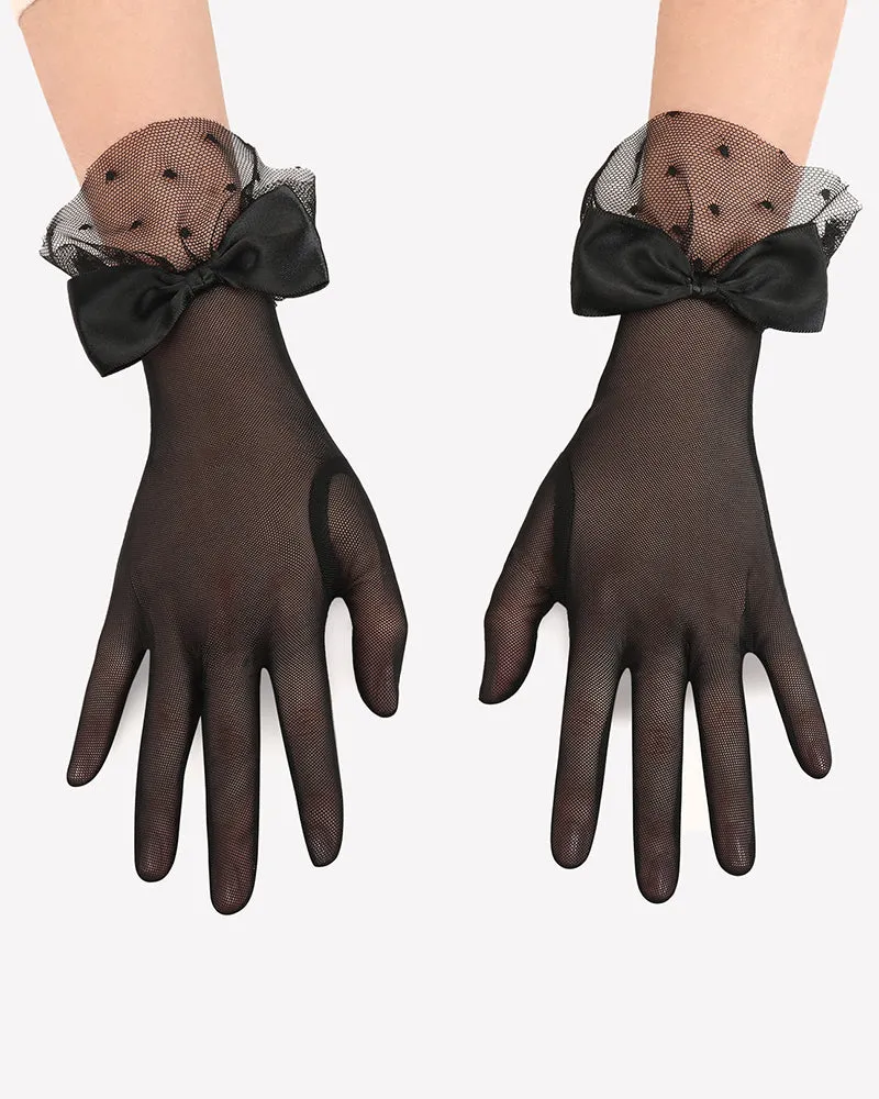 Avidlove Bow Short Mitten Mesh Gloves for 1920s sold by Avid Love product image thumbnail 2