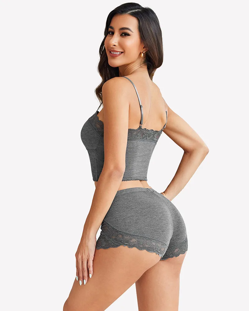 Cami Pajama Set Soft 2 Piece Lace Trim Short PJ Set sold by Avid Love product image thumbnail 2