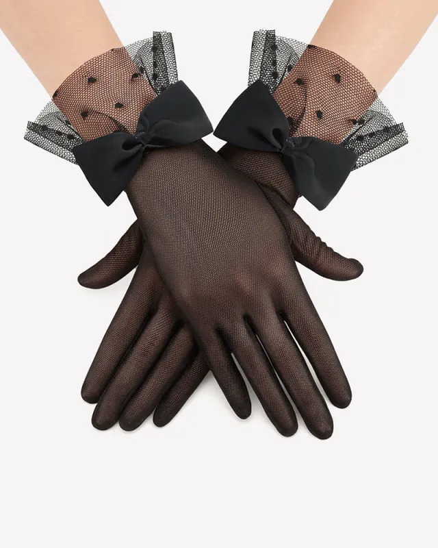 Avidlove Bow Short Mitten Mesh Gloves for 1920s made by Avid Love