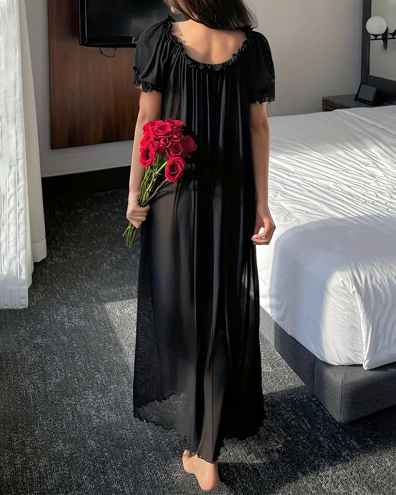 Off-Shoulder Chiffon Mesh Maxi Nightdress sold by Avid Love product image thumbnail 5