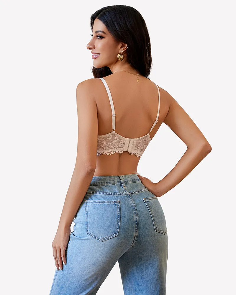 Lace Adjustable Strap Two Layer V Neck Bra sold by Avid Love product image thumbnail 5