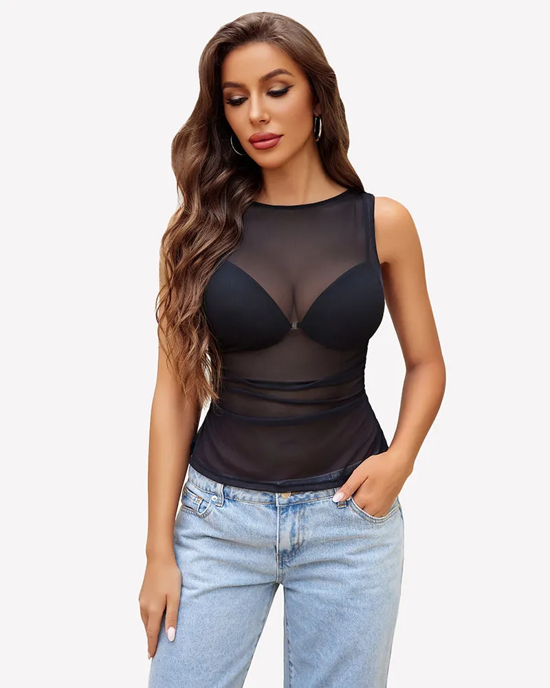 Mesh Tank Sleeveless Boat Neck Y2k Top sold by Avid Love product image thumbnail 3
