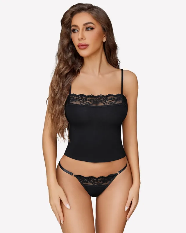 Cami Pajama Lace Trim  Sleepwear made by Avid Love
