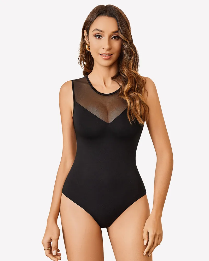 Mesh Crew Neck Sleeveless Bodysuit sold by Avid Love