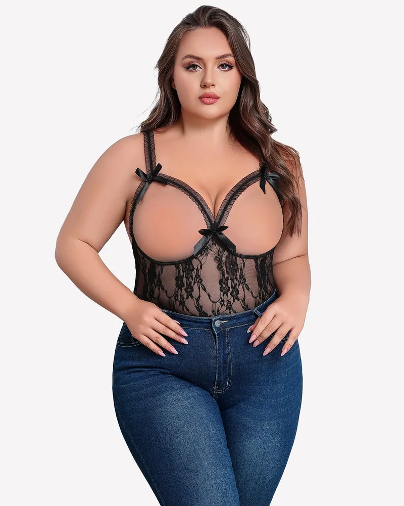 Plus Size Crotchless Exotic Lace Teddies sold by Avid Love product image thumbnail 4