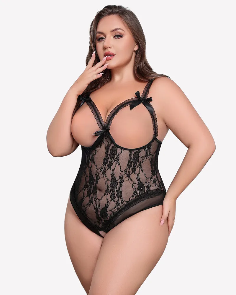 Plus Size Crotchless Exotic Lace Teddies sold by Avid Love product image thumbnail 3