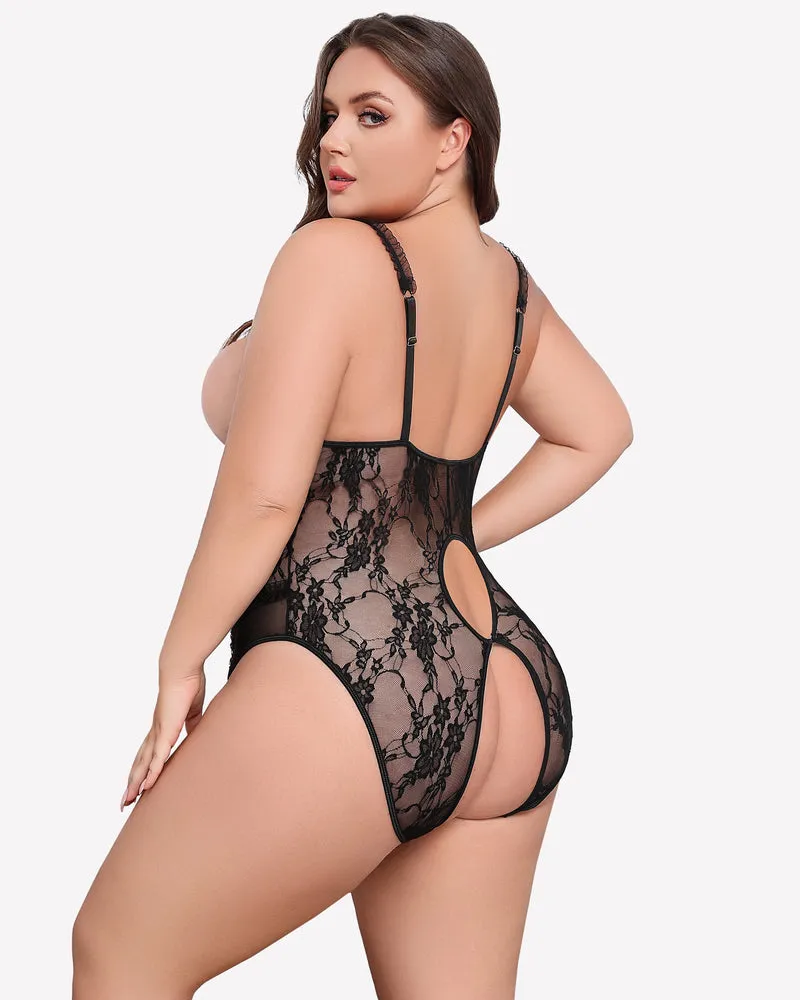Plus Size Crotchless Exotic Lace Teddies sold by Avid Love product image thumbnail 2