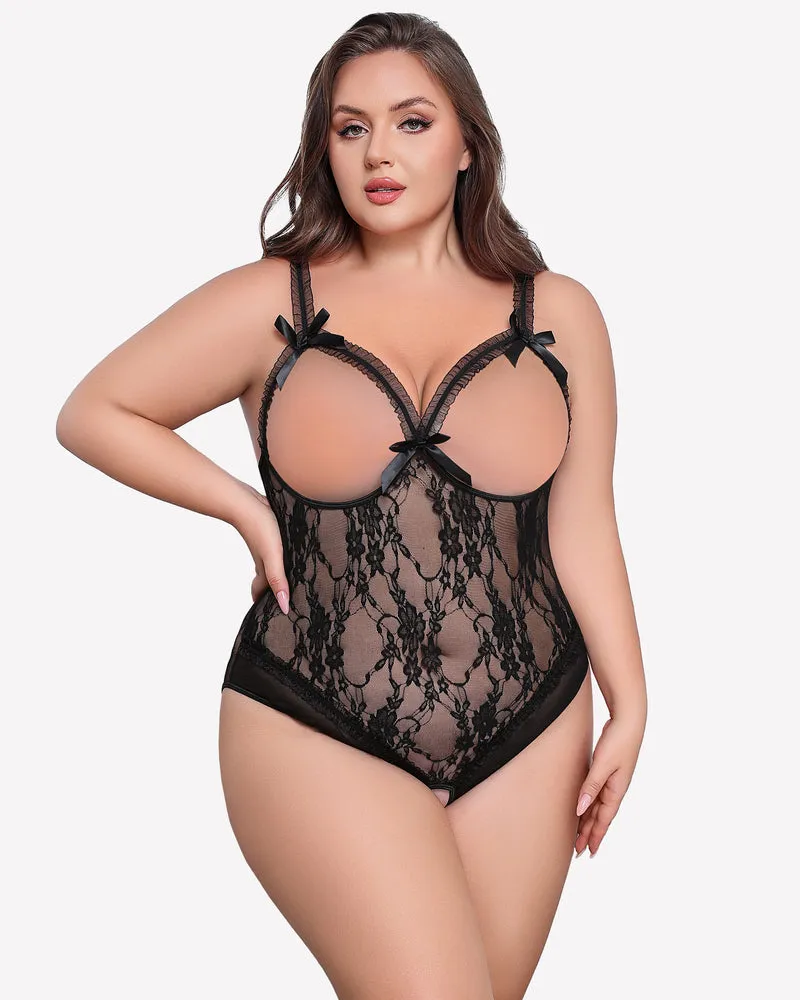 Plus Size Crotchless Exotic Lace Teddies sold by Avid Love